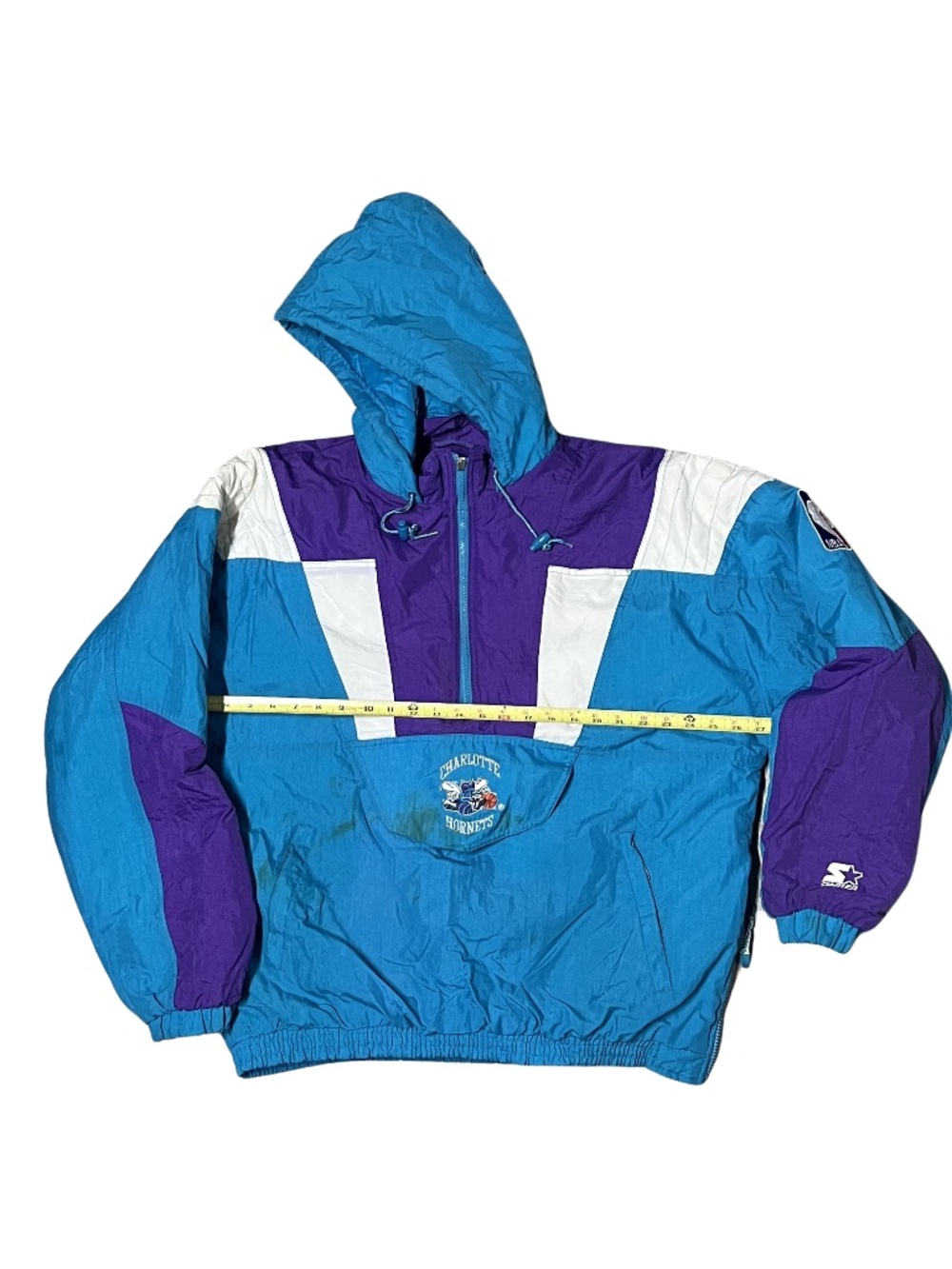 Vintage 1990s Charlotte Hornets Starter Jacket Large Teal NBA Authentics Jacket - Picture 3 of 9